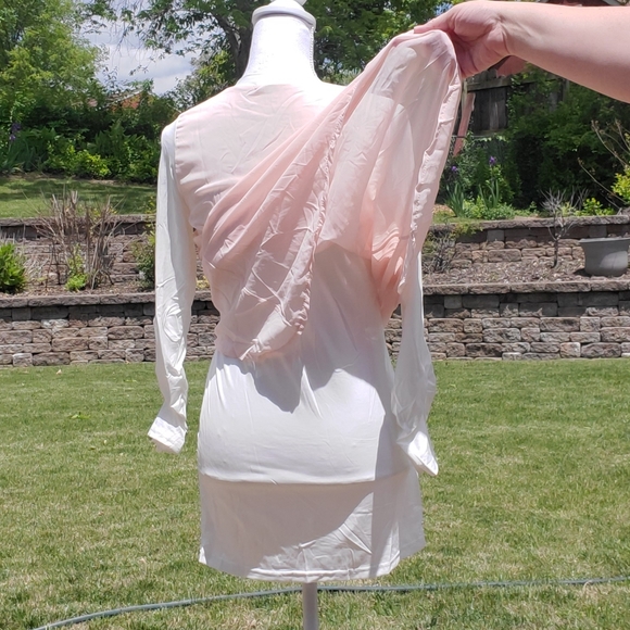 Me pink white long sleeve doubled layered top XL - Picture 4 of 7